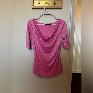 The Limited Pink Glittery Cowl Neck Top